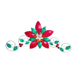Feliz Navidad Parol na Capiz Poinsettia with Tail 24 inches